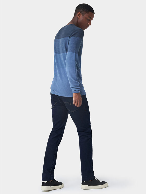 Blue sweater with bar stripe effect - 3