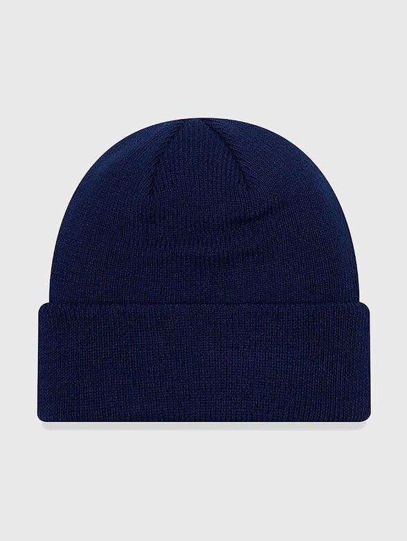 Dark blue knitted hat with embroidery - 2