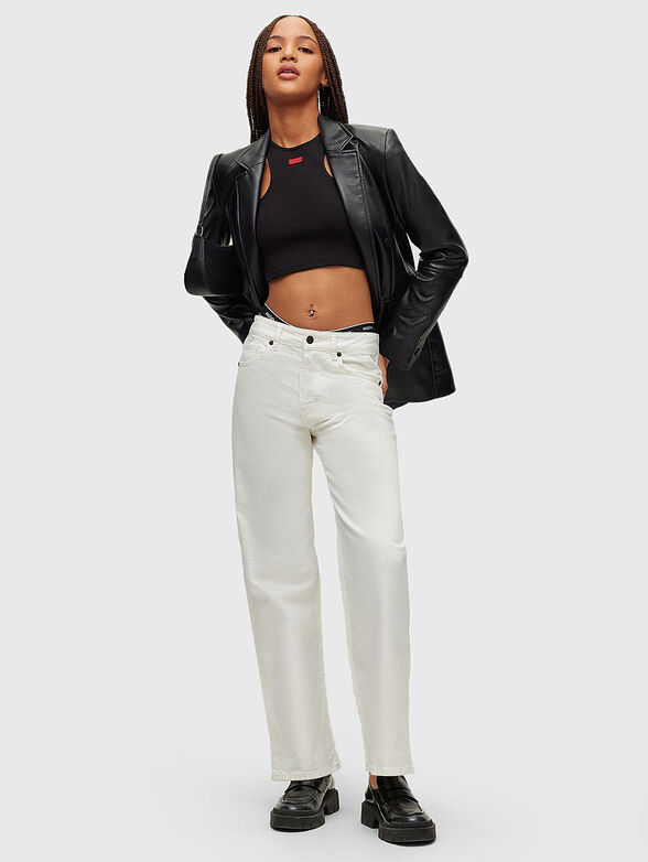 White cotton jeans with logo detail - 4