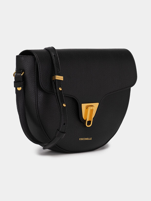 Leather crossbody bag in black color with logo detail - 4