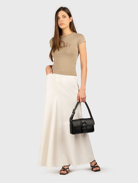 Cotton T-shirt with oval neckline and logo - 2