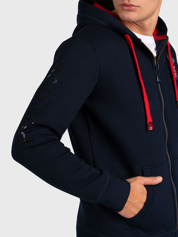 Blue hoodie with logo print - 3