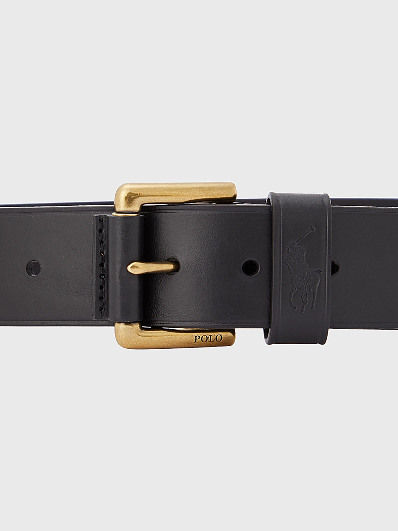 RALPH LAUREN】BLACKレザー×GOLDパーツ リング ベルト ベルト