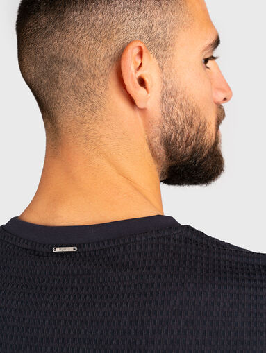 Dark blue t-shirt with slim fit - 4