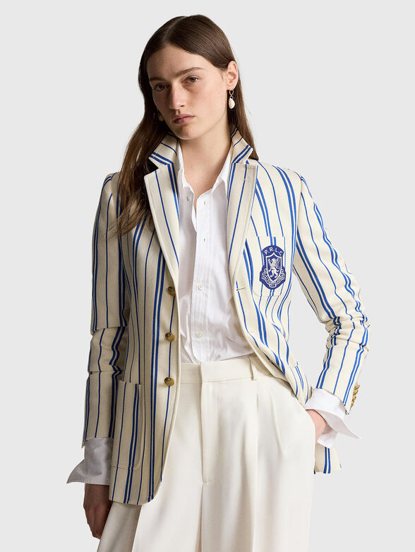Striped wool and cotton blazer - 1