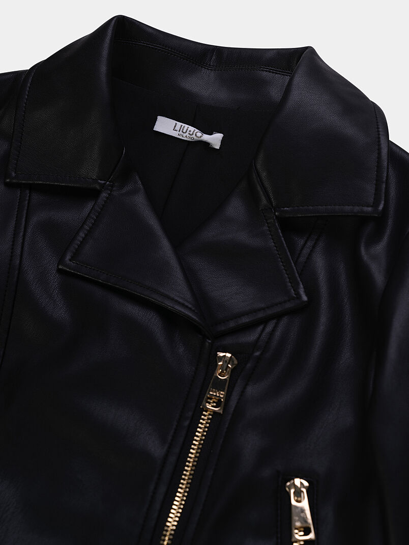 Eco leather jacket with golden zips - 3