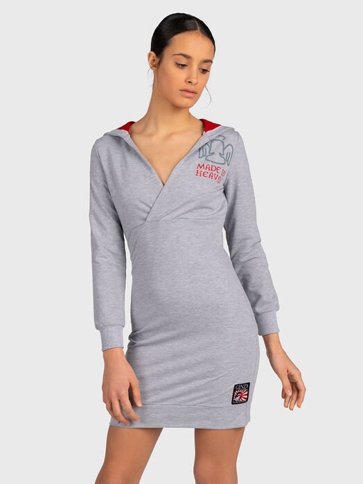 Grey dress with V-neckline