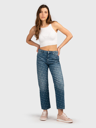 Blue jeans with logo print - 5