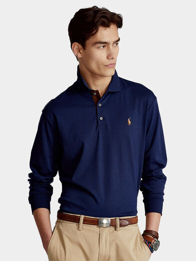 Polo-shirt with long sleeves and colorful logo - 1