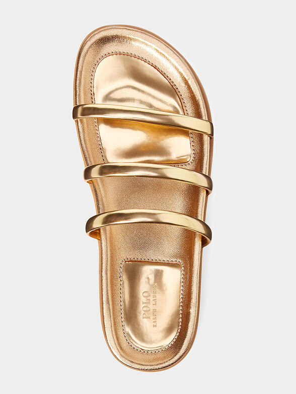 Gold tone slide sandals - 4