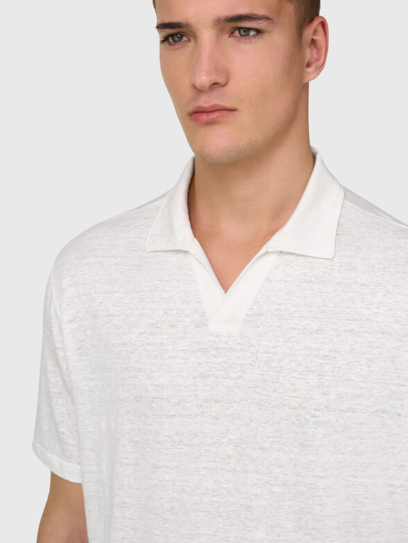 Linen-blend polo shirt - 4