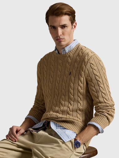 Sweater in beige with logo  - 5