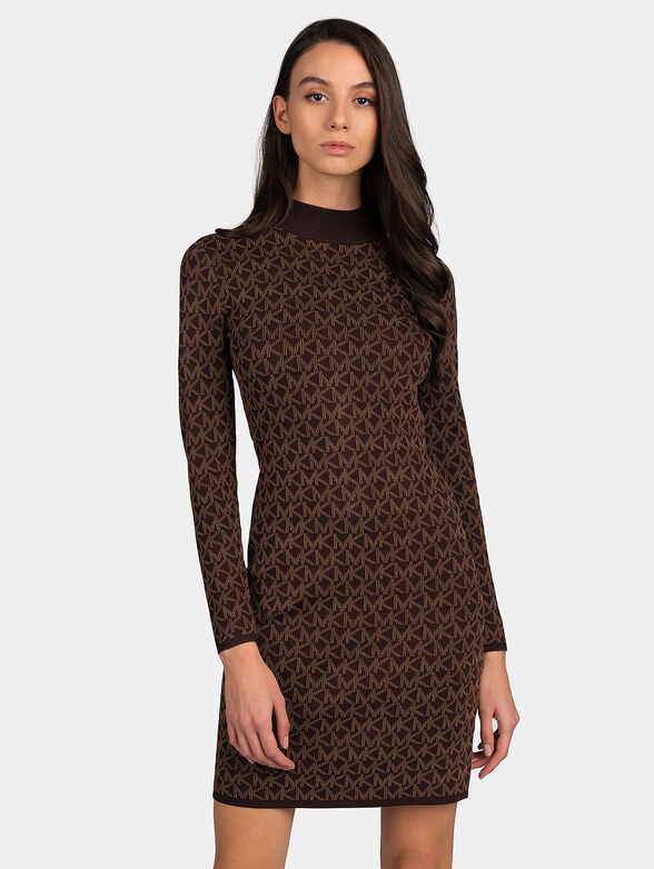 Dress with all-over monogram logo print - 1