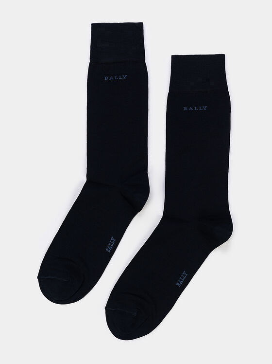 Чорапи в син цвят с лого принт  - 1