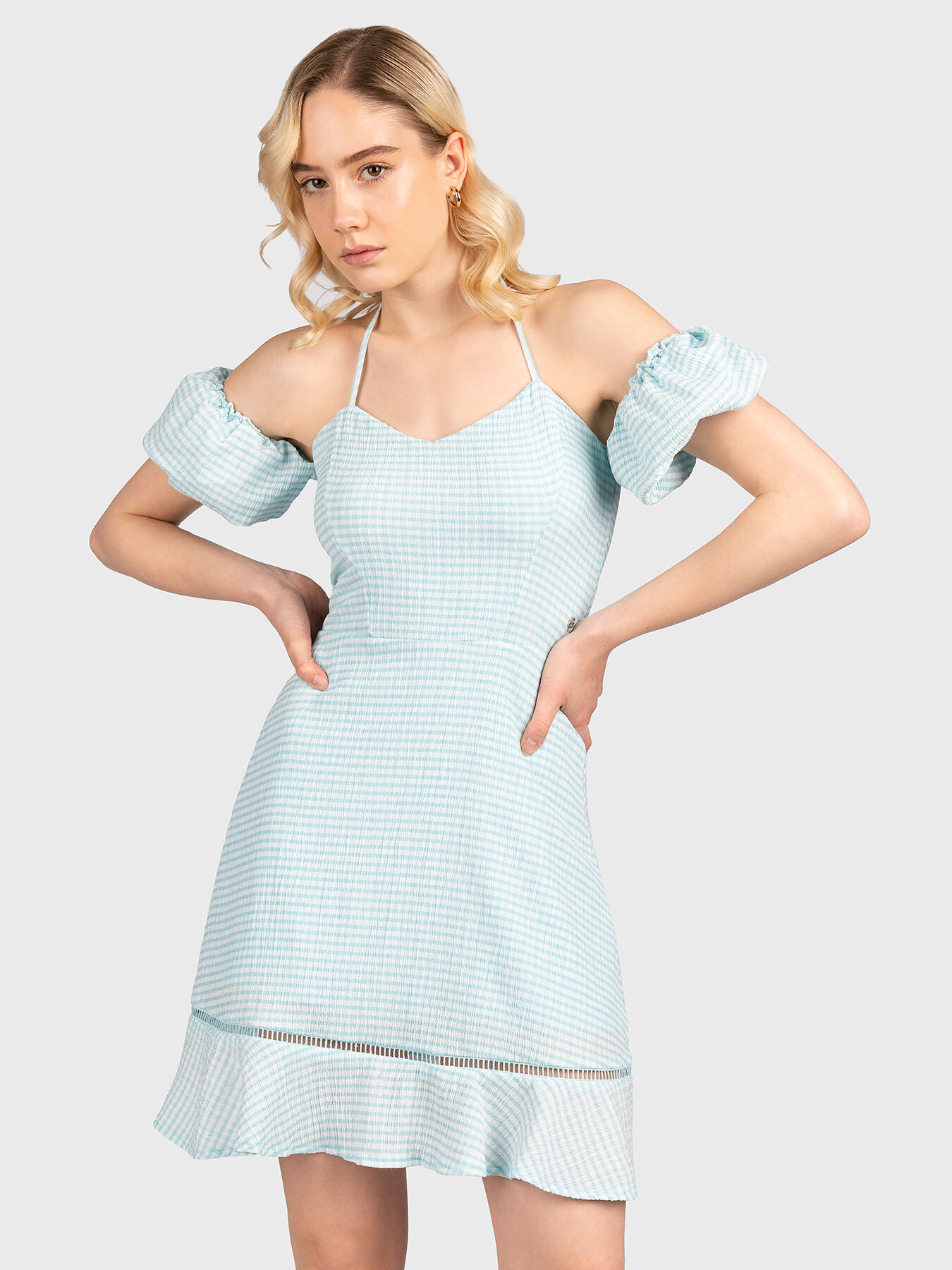 MALIKA dress with puff sleeve brand GUESS Globalbrandsstore en
