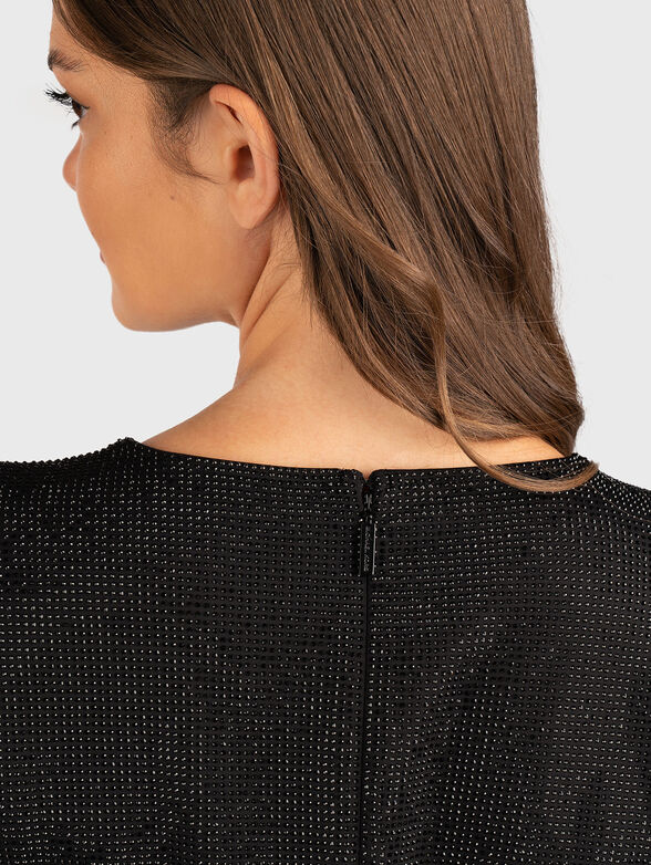 Long sleeved mini dress with rginestones - 4