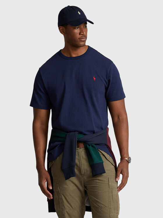 Памучна тениска с лого бродерия - 1