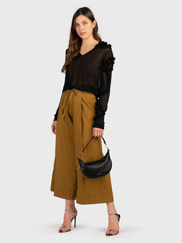 Cotton trousers with wide legs in black - 4