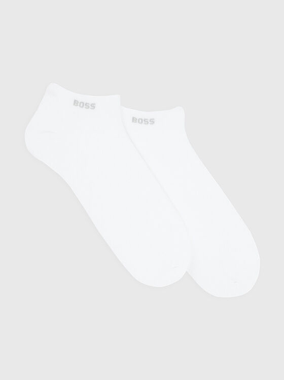 Два чифта къси бели чорапи с лого детайл - 1