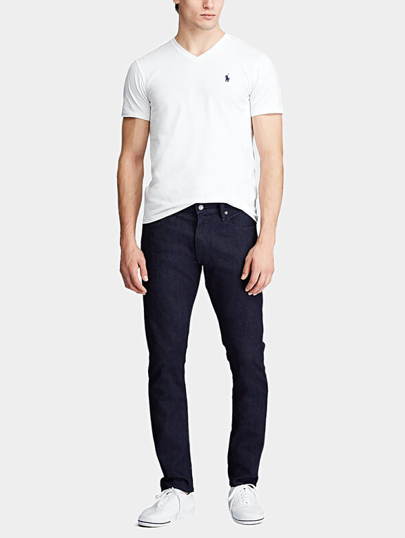 White T-shirt with V-neck - 6