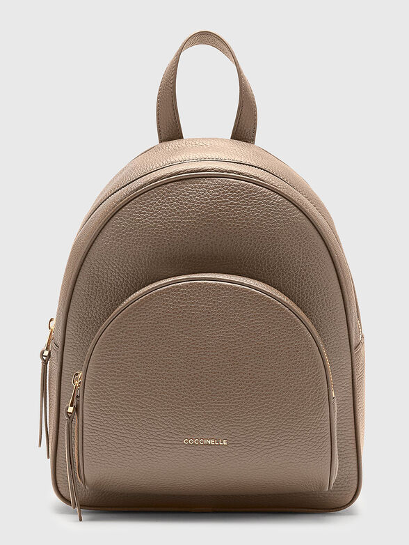 Beige leather backpack - 1