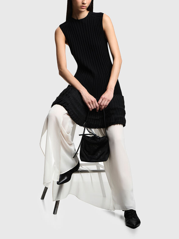 ribbed knit dress with pleated detail - 2