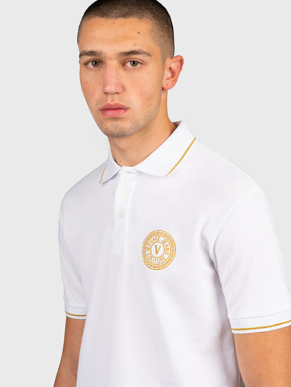 White polo-shirt with gold logo embroidery - 4