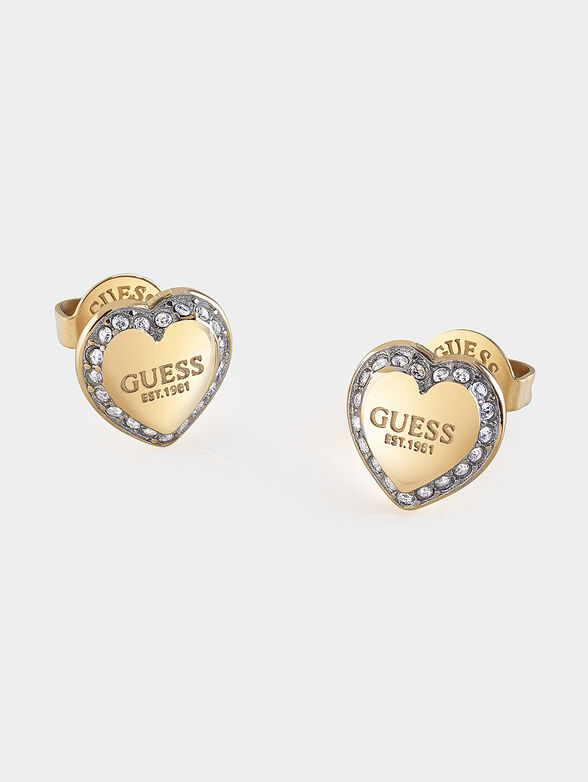 FINE HEART earrings with crystals in gold color - 1