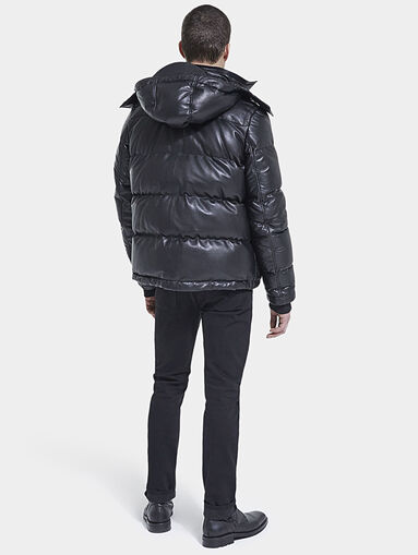 Padded leather jacket with hood - 4