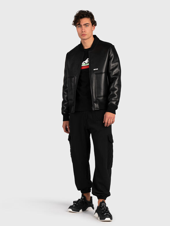 Faux leather bomber jacket - 2