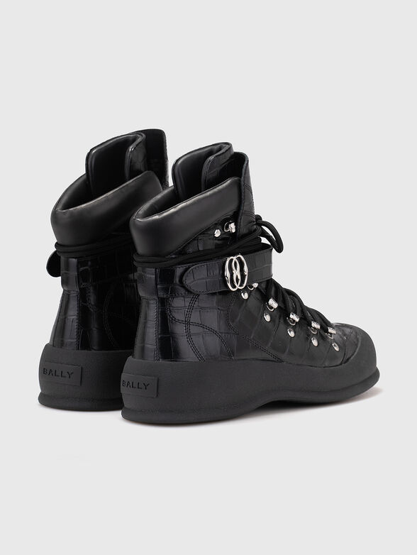 Black croc-effect boots - 3