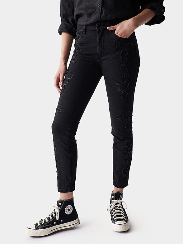 DESTINY black skinny jeans with embroidery - 1