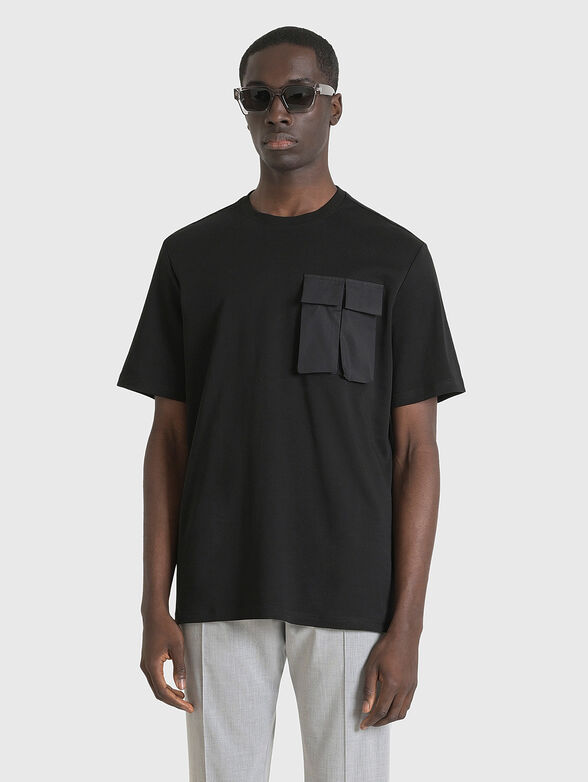 Black T-shirt with accent pockets - 1
