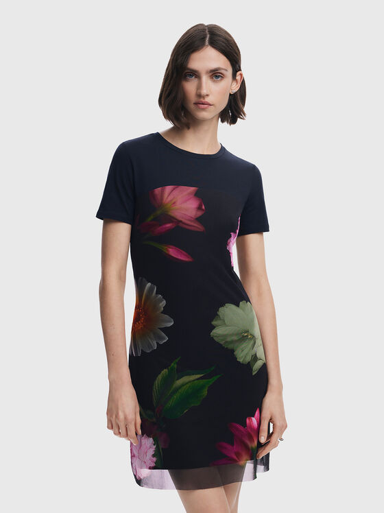 Mini dress with floral accents - 1