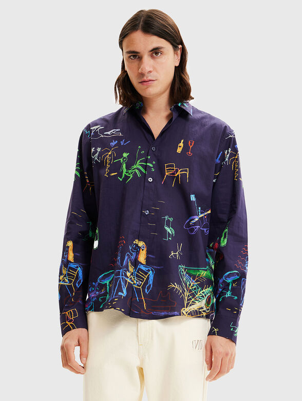 MIAMI blue shirt with contrasting print - 1