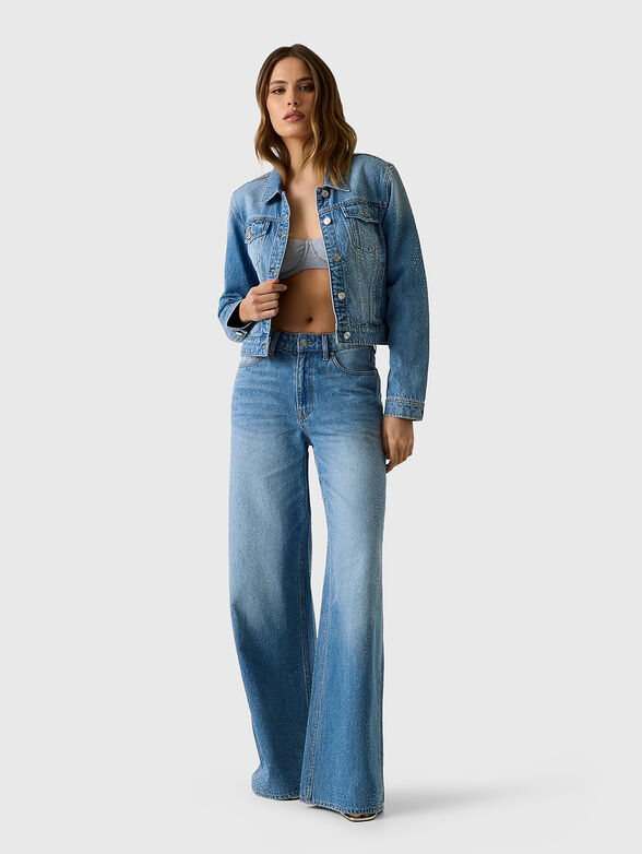 Denim jacket with crystal appliqu&eacute;s - 2