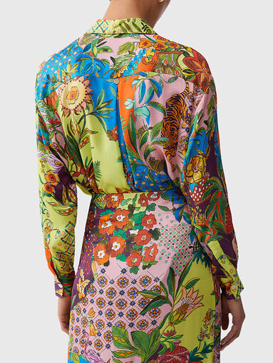 Satin shirt with floral print - 3