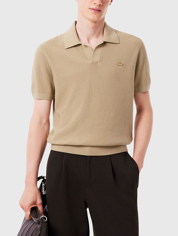 Knitted cotton blend polo shirt - 1