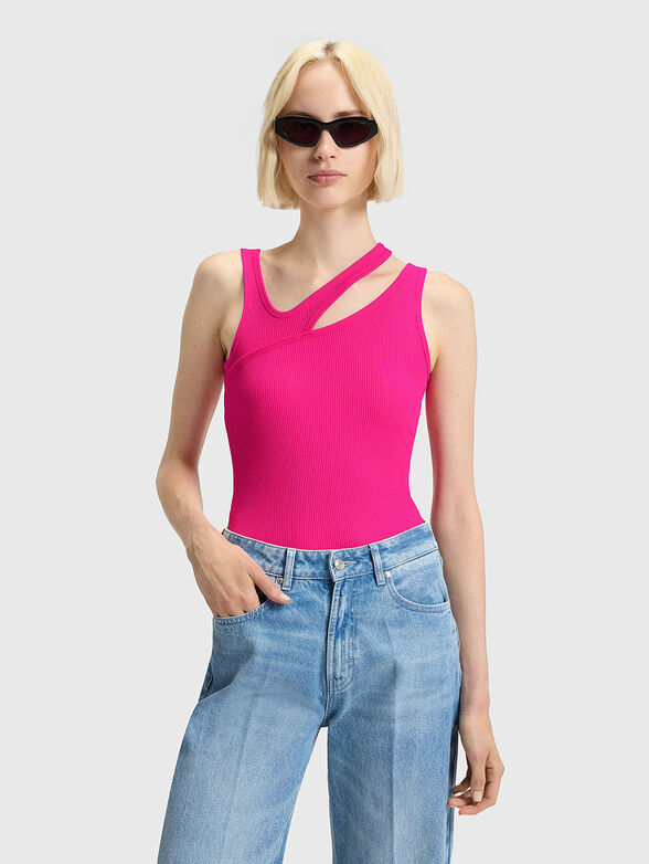Ribbed tank top with cut-out detail - 1