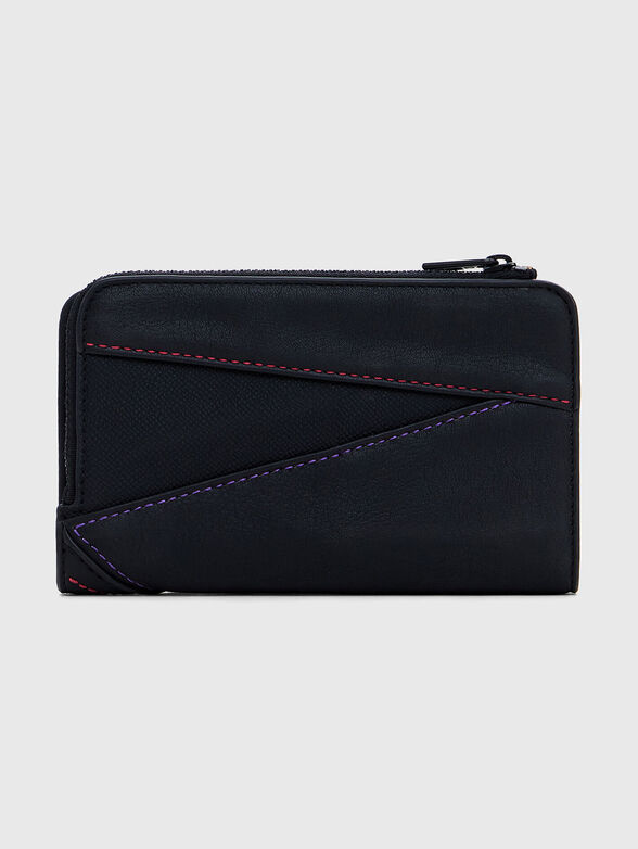 Black wallet with contrast stitching - 1