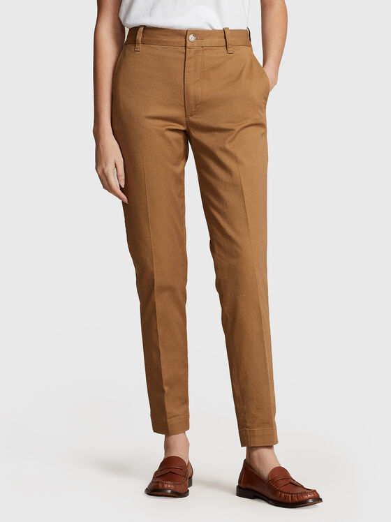 Cropped cotton blend chino trousers - 1
