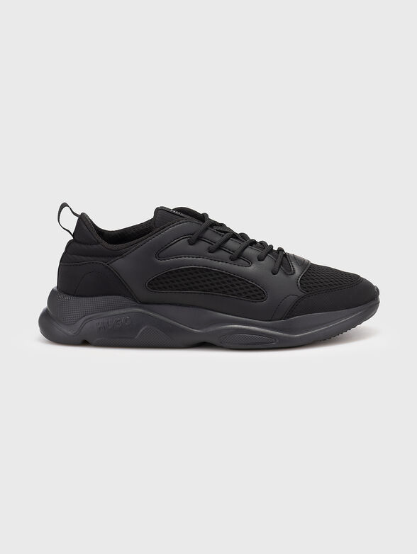 Black sports shoes with logo - 1