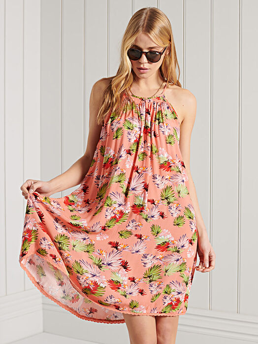 Beach dress with halter neckline