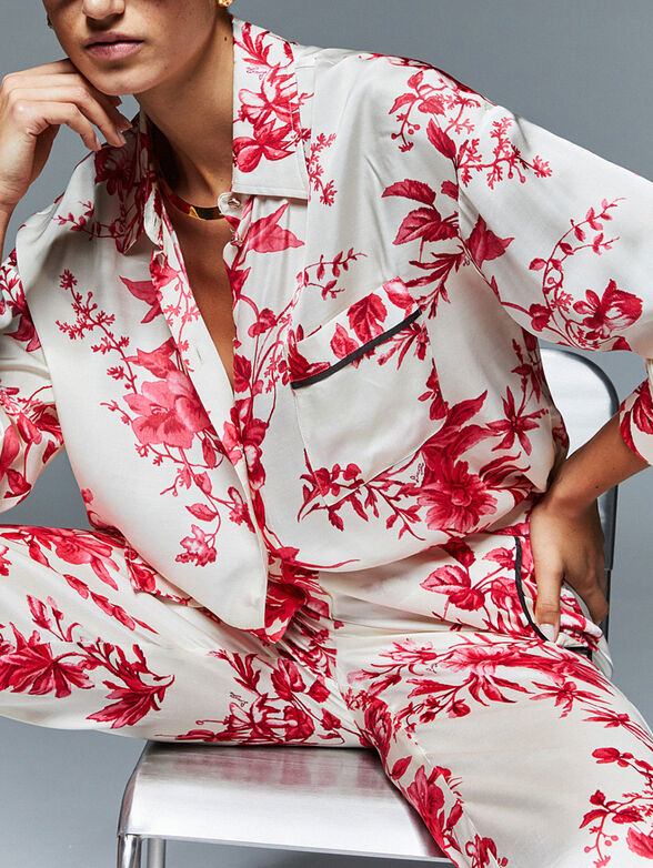 Satin shirt with floral print - 4