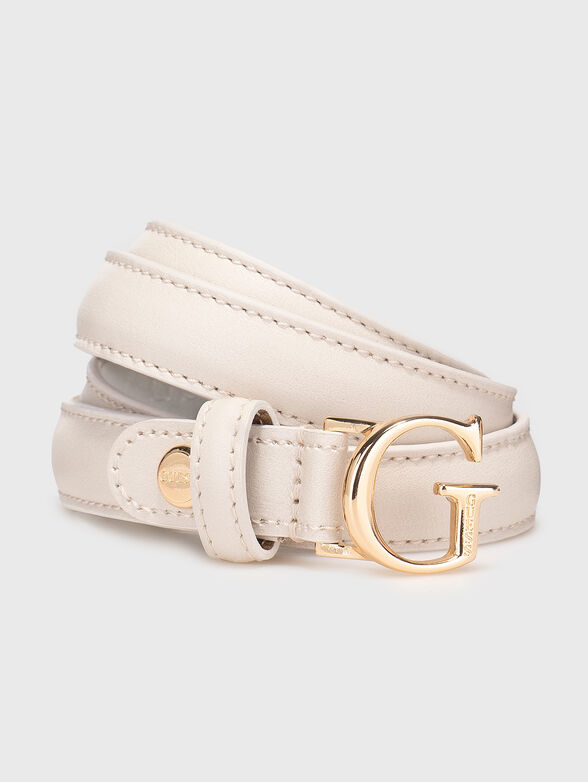 Leather belt with logo buckle - 1