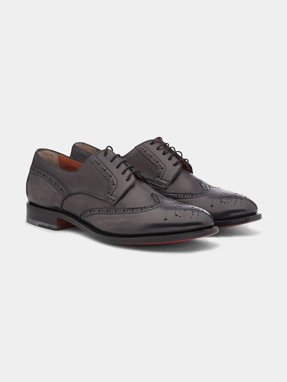 Grey leather Derby shoes - 2