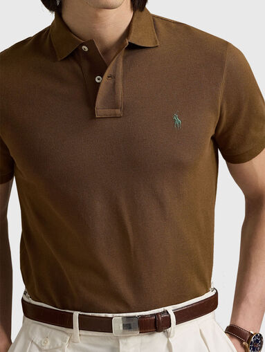 Brown polo shirt with embossed texture - 4