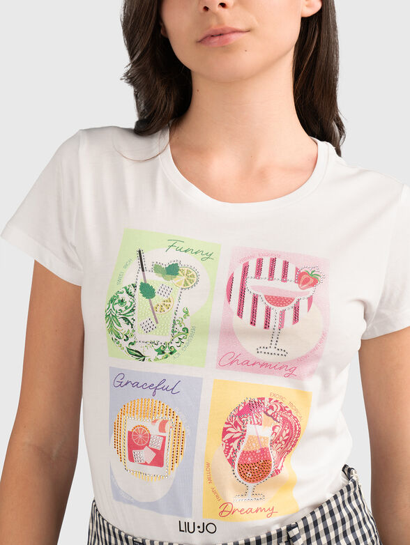 White T-shirt with multicolor print - 4