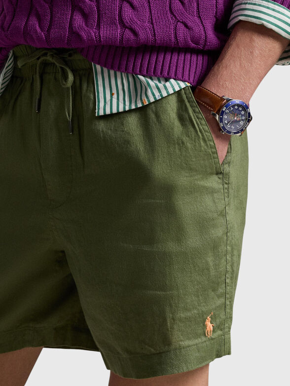 Green linen shorts - 3