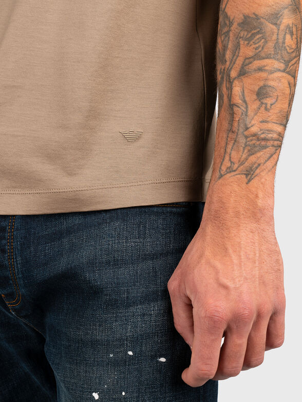 Logo embroidery lyocell T-shirt - 4